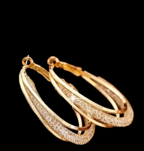 GOLD COLOR CRYSTAL HOOP EARRINGS ERN003